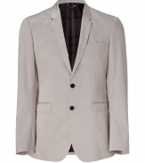 Bring classic elegance to your workweek look with this sophisticated blazer from Burberry London -Notched lapels, two-button closure, front flap pockets, back vent - Style with slim trousers, a sleek button down, and dress shoes