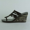 City Snapper Shirley Strap Thong Wedge w/ Stones