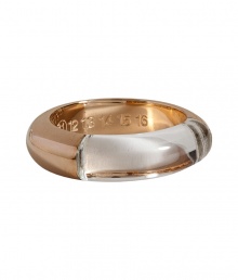 Ultra modern and equally cool, Maison Martin Margielas mixed-media ring lends a covetable polish to your outfit - Clear front insert, gold-toned band - Rounded front, flat inside - Wear with everything from causal separates to chic cocktail dresses