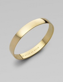Both classy and classic, this elegant goldplated bangle is perfect worn alone or layered with other baubles.12k goldplated brass Width, about ½ Imported Both classy and classic, this elegant goldplated bangle is perfect worn alone or layered with other baubles.12k goldplated brass Width, about ½ Imported