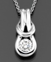 A beautiful diamond holds the knot in place, keeping it always secure in this Everlon(tm) solitaire diamond necklace featuring round-cut diamond (1/4 ct. t.w.) set in 14k white gold. Approximate length: 18 inches. Approximate drop: 3/4 inch.