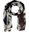 Ultra feminine and equally eye-catching, Diane von Furstenbergs wool-silk shaded chain print scarf is an Uptown-chic choice for both indoors and out - Allover oversized chain link print, frayed ends - Wear with cashmere pullovers, or wrapped around sleek leather jackets