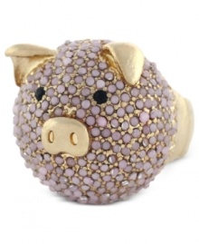 Barnyard beauty. BCBGeneration's whimsical stretch cocktail ring is crafted from gold-tone mixed metal with pink accents providing a sparkling touch. Ring adjusts to fit finger. Barnyard beauty. BCBGeneration's whimsical stretch cocktail ring is crafted from gold-tone mixed metal with pink accents providing a sparkling touch. Ring adjusts to fit finger.