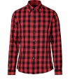 Your casual look just got an urbane-cool kick with this slim fit button down from Michael Kors - Spread collar, long sleeves, front button placket, slim fit, all-over check print- Pair with slim jeans, chinos, or corduroys