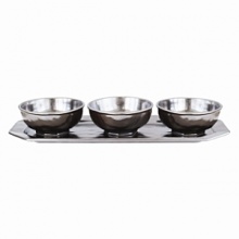 Juliska Pewter Tray & 3 Bowls Hostess Set