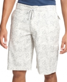 Shake up your summer standards with these patterned linen cargo shorts from American Rag.