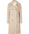 Stylish coat in fine wool blend - A modern classic in an elegant shade of speckled taupe - Slim, double-breasted silhouette, hits just above the knees - Wide lapel, angled welt pockets and back slit detail - Polished and versatile, easily dressed up or down - Pair with everything from slim jeans and wide-leg trousers to cocktail dresses