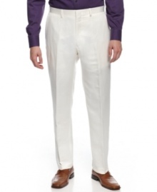The ultimate summer look. Crafted in breezy linen, these Tallia Orange pants will be a warm-weather must-have. The ultimate summer look. Crafted in breezy linen, these Tallia Orange pants will be a warm-weather must-have.