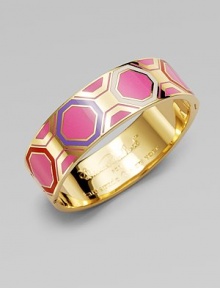 A beautiful, multi-colored piece with a geometric design accented in radiant 12k goldplating. Enamel12K goldplated brass and zincDiameter, about 2Slip-on styleImported A beautiful, multi-colored piece with a geometric design accented in radiant 12k goldplating. Enamel12K goldplated brass and zincDiameter, about 2Slip-on styleImported