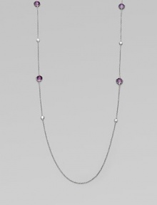 From the Silver Rain Lollipop Collection. This delicate, sterling silver link chain style features dazzling diamond and deep, dark amethyst stations. Dark amethystDiamonds, .25 tcwSterling silverLength, about 36Lobster clasp closureImported 