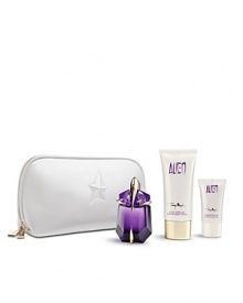 The prodigy universe of ALIEN creates a perfect synergy between fragrance and fashion: a refillable ALIEN stone showcased along with an illuminating selection of products from the Bath & Body Collection to enhance the powerful notes. In addition, the Mysterious Goddess will be delighted with a sleek white textured pouch with purple lining inspired by the Thierry Mugler Universe. This set includes a 30 ml / 1 fl. oz. Eau De Parfum Refillable Spray, a 100 ml / 3.4 oz. net wt. Radiant Body Lotion, a 30 ml / 1 fl. oz. Radiant Shower Gel, and a Thierry Mugler Signature Pouch. The prodigy universe of ALIEN creates a perfect synergy between fragrance and fashion: a refillable ALIEN stone showcased along with an illuminating selection of products from the Bath & Body Collection to enhance the powerful notes. In addition, the Mysterious Goddess will be delighted with a sleek white textured pouch with purple lining inspired by the Thierry Mugler Universe. This set includes a 30 ml / 1 fl. oz. Eau De Parfum Refillable Spray, a 100 ml / 3.4 oz. net wt. Radiant Body Lotion, a 30 ml / 1 fl. oz. Radiant Shower Gel, and a Thierry Mugler Signature Pouch.