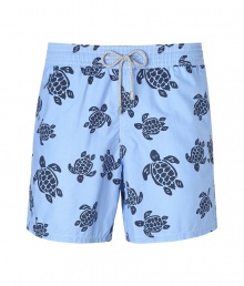 A brand original style since the 70s detailed with a stenciled turtle print, Vilebrequins Moorea swim trunks are as fun as they are iconic - Waterproof elastic waistband, back flap pocket, side slit pockets, back eyelets for release of water, durable drawstring cord with stainless metal aglets, interior cotton briefs - Classic slim fit - Wear in the water, or post-swim with a polo and flip-flops - Comes with a logo printed drawstring pouch A brand original style since the 70s detailed with a stenciled turtle print, Vilebrequins Moorea swim trunks are as fun as they are iconic - Waterproof elastic waistband, back flap pocket, side slit pockets, back eyelets for release of water, durable drawstring cord with stainless metal aglets, interior cotton briefs - Classic slim fit - Wear in the water, or post-swim with a polo and flip-flops - Comes with a logo printed drawstring pouch