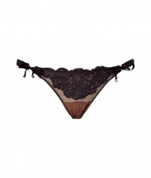 Turn up the heat in this ultra-luxe leather and lace brief from La Perla by Jean Paul Gaultier - Lace overlay, front floral design, leather trim, side tie detail - Perfect under virtually every outfit or paired with a bra for stylish lounging Turn up the heat in this ultra-luxe leather and lace brief from La Perla by Jean Paul Gaultier - Lace overlay, front floral design, leather trim, side tie detail - Perfect under virtually every outfit or paired with a bra for stylish lounging