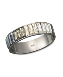 Cuff love: You'll be sure to adore Swarovski's chic crystal cuff bracelet! The sleek design features rectangular crystals symmetrically aligned inside a wide cuff. Made in platinum and ruthenium tone mixed metal. Approximate diameter: 2-1/4 inches. Cuff love: You'll be sure to adore Swarovski's chic crystal cuff bracelet! The sleek design features rectangular crystals symmetrically aligned inside a wide cuff. Made in platinum and ruthenium tone mixed metal. Approximate diameter: 2-1/4 inches.