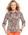 Layer the season's fiercest styles with Charter Club's animal-print plus size jacket-- it's a must-get!