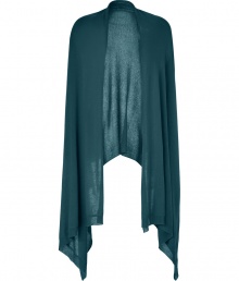 Dramatic with its long draped front and flattering cropped silhouette, DKNYs oversaturated cardigan lends a chic edge to any outfit - Oversized shawl collar, 3/4 sleeves, fine ribbed trim, open front - Cropped silhouette, form-fitting - Wear over fitted dresses with sleek statement pumps Dramatic with its long draped front and flattering cropped silhouette, DKNYs oversaturated cardigan lends a chic edge to any outfit - Oversized shawl collar, 3/4 sleeves, fine ribbed trim, open front - Cropped silhouette, form-fitting - Wear over fitted dresses with sleek statement pumps