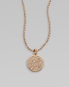 Add a little sparkle with this brilliant pavé rhinestone pendant on a ball link chain. Light peach rhinestonesRose goldtone brassLength, about 16Pendant size, about ½ Toggle closureImported 