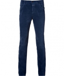 Work a modern edge into your everyday casual essentials with Closeds soft blue stretch velvet trousers - Flat front, classic five-pocket style, button closure, belt loops - Contemporary straight slim leg - Wear with tees and edgy knits, or with casual button-downs and kick-around boots Work a modern edge into your everyday casual essentials with Closeds soft blue stretch velvet trousers - Flat front, classic five-pocket style, button closure, belt loops - Contemporary straight slim leg - Wear with tees and edgy knits, or with casual button-downs and kick-around boots