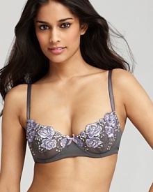 Floral embroidered applique lends luxe style to this lady-like underwire demi bra from Blush. Style #0224907 Floral embroidered applique lends luxe style to this lady-like underwire demi bra from Blush. Style #0224907