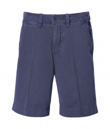 Stylish shorts in fine, pure navy cotton - Soft yet durable fabric has a rugged, well-worn look - Longer Bermuda cut with belt loops, zip fly and button closure - Slash pockets at sides, flap pockets at rear - Crease detail elongates the silhouette - Relaxed and casually cool, great for everyday leisure - Pair with button downs, t-shirts and polos Stylish shorts in fine, pure navy cotton - Soft yet durable fabric has a rugged, well-worn look - Longer Bermuda cut with belt loops, zip fly and button closure - Slash pockets at sides, flap pockets at rear - Crease detail elongates the silhouette - Relaxed and casually cool, great for everyday leisure - Pair with button downs, t-shirts and polos