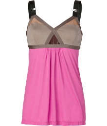Spearheading the innerwear-as-outerwear trend, VPLs easy to layer pieces offer a fashion-forward alternative to lingerie - Crisscross front detail with multicolored inlay, thick adjustable straps, elasticized empire waist, gathered front, contrasting pink skirt with asymmetric hem - Perfect for stylish lounging or layered with jeans for a casual off-duty look Spearheading the innerwear-as-outerwear trend, VPLs easy to layer pieces offer a fashion-forward alternative to lingerie - Crisscross front detail with multicolored inlay, thick adjustable straps, elasticized empire waist, gathered front, contrasting pink skirt with asymmetric hem - Perfect for stylish lounging or layered with jeans for a casual off-duty look