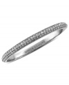Sleek and chic. This thin hinged bracelet from Vince Camuto is crafted from silver-tone mixed metal with glass crystal pave accents adding luster. Approximate diameter: 2-1/2 inches.