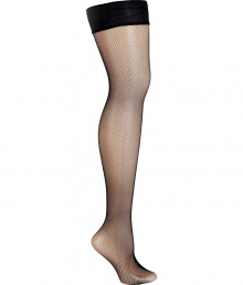 Detailed in fine black fishnet, Fogals seamless thigh-high stockings are a chic way to add a seductive edge to your outfit - Chic stretch stay-up border, seamless, invisible heel and toe - Perfect for wearing with pencil skirts or flirty cocktail dresses