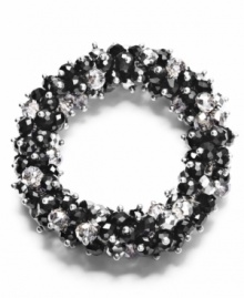 Perfectly paired. A chic combination of jet and silver seed beads as well as glass rondelle beading adorns this stylish stretch bracelet from c.A.K.e. by Ali Khan. Made in mixed metal, the stretch design gives it a comfortable, flexible fit. Made exclusively by Ali Khan. Approximate diameter: 2 inches. Perfectly paired. A chic combination of jet and silver seed beads as well as glass rondelle beading adorns this stylish stretch bracelet from c.A.K.e. by Ali Khan. Made in mixed metal, the stretch design gives it a comfortable, flexible fit. Made exclusively by Ali Khan. Approximate diameter: 2 inches.