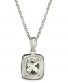 Glamorous green. This pretty pendant features a chic cushion shape that highlights a green quartz stone (5 ct. t.w.) bezel set in sterling silver with a matching chain. Approximate length: 18 inches. Approximate drop: 1/2 inch.