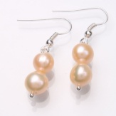 Stylish Double Pearl Dangle Earrings Pink. Christmas Shopping, 4% off plus free Christmas Stocking and Christmas Hat!