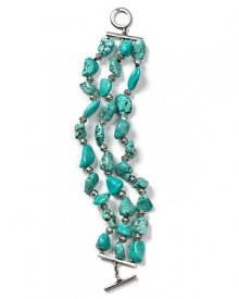 Lauren Ralph Lauren pays homage to Southwestern style with this triple strand bracelet, accented by an evocative mix of silver and turquoise beads. Lauren Ralph Lauren pays homage to Southwestern style with this triple strand bracelet, accented by an evocative mix of silver and turquoise beads.