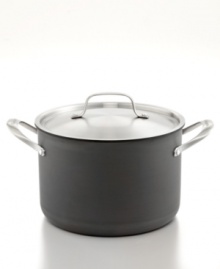 Green piece! An innovative petroleum-free nonstick coating ensures an environmentally-friendly approach to cooking in your kitchen, while the smart shape and large capacity of this stockpot make it an essential for boiling everything from generous helpings of pasta to party-sized batches of chili. The hard-anodized construction exhibits superior heat conductivity and helps to save time and energy in your home! Lifetime warranty.
