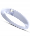 Stackable style with a hint of sparkle! DUEPUNTI's unique ring is crafted from sky blue-colored silicone with a round-cut diamond accent. Set in sterling silver. Ring Size Small (4-6), Medium (6-1/2-8) and Large (8-1/2-10)