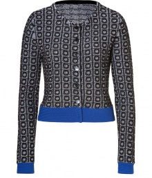 With a chic mix of pattern and colorblock, Steffen Schrauts jacquard woven jacket is a contemporary way to dress up workweek looks - Collarless, long sleeves, royal blue cuffs and trim, button-down front - Tailored fit - Wear over a sheath dress with pin heels and a leather tote, or try with an elevated jeans-and-tee ensemble With a chic mix of pattern and colorblock, Steffen Schrauts jacquard woven jacket is a contemporary way to dress up workweek looks - Collarless, long sleeves, royal blue cuffs and trim, button-down front - Tailored fit - Wear over a sheath dress with pin heels and a leather tote, or try with an elevated jeans-and-tee ensemble
