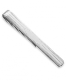 The perfect personal gift. This sterling silver men's tie bar features an engraved design and sleek silhouette. Approximate length: 2-1/8 inches. Approximate width: 1/4 inch. The perfect personal gift. This sterling silver men's tie bar features an engraved design and sleek silhouette. Approximate length: 2-1/8 inches. Approximate width: 1/4 inch.