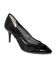 A versatile pump that can go from day to night. The Daria pumps by DKNYC feature an on-trend perforated upper and pretty capped closed-toe. A versatile pump that can go from day to night. The Daria pumps by DKNYC feature an on-trend perforated upper and pretty capped closed-toe.
