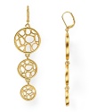 T Tahari Essentials Worn Gold Linear Filigree Earrings