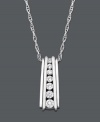 Add a distinct row of dramatic diamond to your neckline. This dazzling pendant features round-cut, certified near colorless diamond (1/4 ct. t.w.) in a polished 14k white gold setting. Approximate length: 18 inches. Approximate drop: 1/2 inch. IGI Certified diamonds.