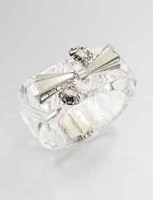 From the Teatro Moderne Collection. Beautifully hand-crafted lucite in an intricate design embellished with an Art Deco-inspired motif accented sparkling Swarovski crystals. LuciteSwarovski crystalsRhodium-platedDiameter, about 2.5Hinged, magnetic closureMade in USA From the Teatro Moderne Collection. Beautifully hand-crafted lucite in an intricate design embellished with an Art Deco-inspired motif accented sparkling Swarovski crystals. LuciteSwarovski crystalsRhodium-platedDiameter, about 2.5Hinged, magnetic closureMade in USA