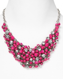 Nail this season's neon accessory trend with this bold, beaded bib necklace from Aqua. High-impact and electrically hued, it's the showpiece to covet bright now. Nail this season's neon accessory trend with this bold, beaded bib necklace from Aqua. High-impact and electrically hued, it's the showpiece to covet bright now.