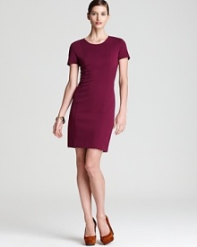 Every bit as versatile as the LBD, only prettier, this DKNY sheath dress flaunts a stunning jewel tone against a sleek, architectural silhouette. Every bit as versatile as the LBD, only prettier, this DKNY sheath dress flaunts a stunning jewel tone against a sleek, architectural silhouette.