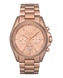Classic touches ground this modern watch by Michael Kors. Classic touches ground this modern watch by Michael Kors.