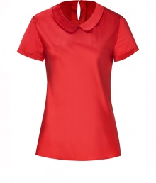 With its sweet round collar and glistening silk-satin, Steffen Schrauts short sleeve top is workweek essential packed with pairing possibilities - Round collar, short sleeves, slit with button closure at nape - Softly tailored fit - Wear with a pencil skirt and heels, or dress down with skinny jeans and your favorite flats With its sweet round collar and glistening silk-satin, Steffen Schrauts short sleeve top is workweek essential packed with pairing possibilities - Round collar, short sleeves, slit with button closure at nape - Softly tailored fit - Wear with a pencil skirt and heels, or dress down with skinny jeans and your favorite flats