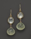 Green amethyst is paired with prehnite briolets in these alluring drop earrings from Lara Gold for LTC.