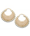 Clickable chic. Charter Club's intricate open work earrings feature a circle shape accented by sparkling glass. Crafted in gold tone mixed metal. Approximate diameter: 1-1/2 inches.