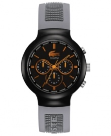 Let your day run like clockwork with this sporty chronograph watch from Lacoste's Borneo collection. Let your day run like clockwork with this sporty chronograph watch from Lacoste's Borneo collection.