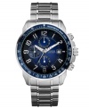 Flowing blues enhance the technical cool of this contemporary chronograph from GUESS.