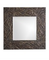 This Howard Elliott design quietly boasts of an intricately carved wood frame that captures autumnal lushness of climbing foliage. The Vines mirror is finished with deep merlot and whitewash highlights making it easy to coordinate in a variety of spaces.