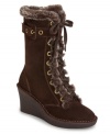 Tell your winter blues to take a hike and warm up to the charming style of Aerosole's Recoil booties. Between the faux fur trim, cushioned foot bed and trendy laces, cold weather can't keep you down.