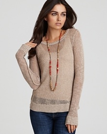 Boasting easy elegance in a demi-sheer texture, this Aqua round neck sweater is the season's trend-right weekend staple. Boasting easy elegance in a demi-sheer texture, this Aqua round neck sweater is the season's trend-right weekend staple.